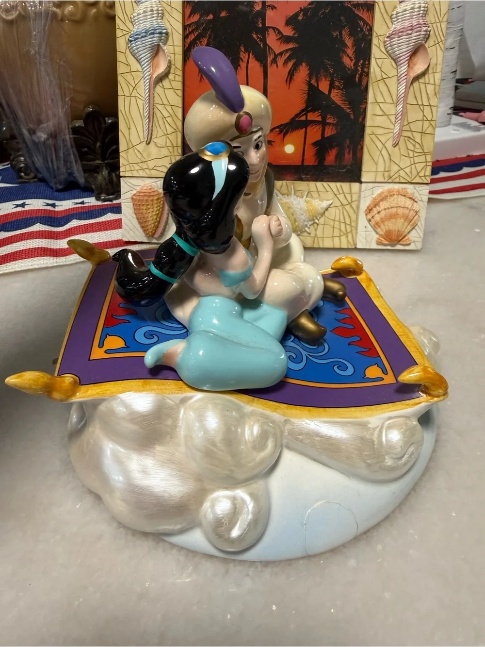 Romantic Magic Carpet Figurine - Blue, Purple & Gold